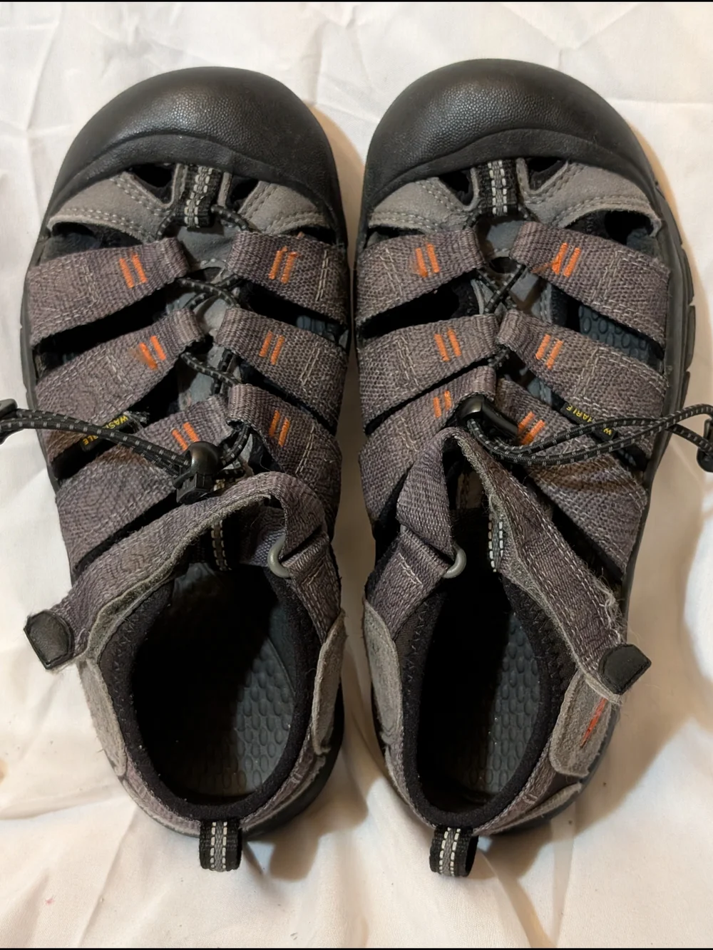 Keen Kids Newport H2 Gray Sport Sandals with Orange Accents